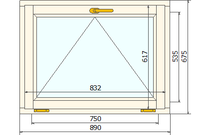 Деревянное окно для бани 675х890 откидное - СВ Окна