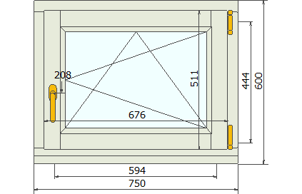 Окно для бани из лиственницы 600х750