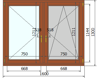 Окно из сосны 1300х1600