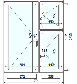 Деревянное окно ОСВ с форточкой ОСВ - чертеж