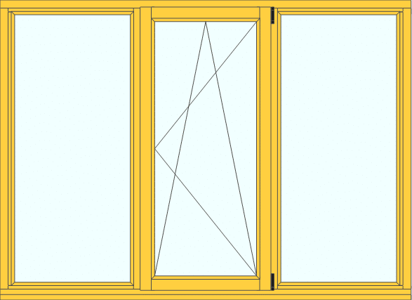 Трехстворчатые окна из дуба