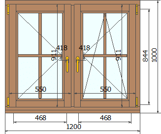 Деревянное окно 1000х1200 дуб