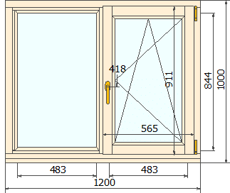 Деревянное окно 1000х1200 сосна