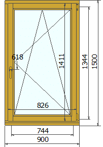 Деревянное окно лиственница цельноламельная 1500х900