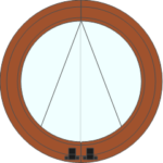 Круглое деревянное окно с откидной створкой 1000х1000