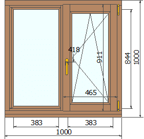 Окно деревянное 1000х1000 дуб