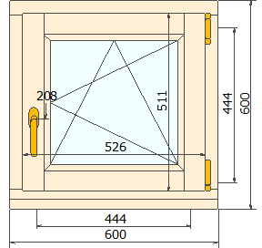 Окно деревянное 600х600 сосна