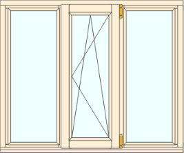 Окно из липы трехстворчатое глухое поворотное глухое